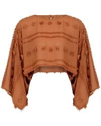 Lilamie - Capri Loose Fit Long Sleeve Summer Blouse-Brick - Lyst