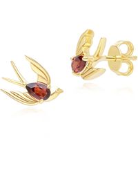 Gemondo - Ecfew Creator Garnet Hummingbird Stud Earrings In Gold Plated Sterling Silver - Lyst