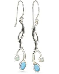 Isla Silver - Flowing & Opal Drop Earrings - Lyst