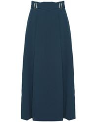 The Extreme Collection - Midi Skirt With High Waist And Fluid Silhouette Petrol Petra - Lyst