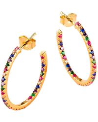 Posh Totty Designs - Plated Cz Birthstone Hoop Earrings - Lyst