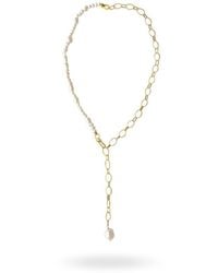 LINYA JEWELLERY - Baroque Pearl Lariat Dangle Necklace - Lyst