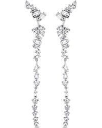 SALLY SKOUFIS - Baguette Drop Earrings With Made Cz Diamond Stimulant - Lyst