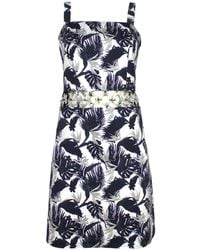 Lalipop Design - Palm Leaves Design Printed Ring Detailed Cut-out Mini Dress - Lyst