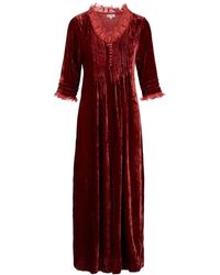 At Last - Silk Velvet Annabel Dress In Terracotta - Lyst
