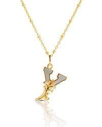 Kasun - Plated Y Initial Necklace With Mother Of Pearl - Lyst