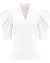 Julia Allert - V-Neck Puff Sleeve Top - Lyst