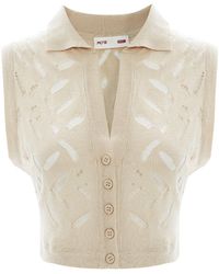 Pcfg - Neutrals Cropped Ripped Knit Top - Lyst