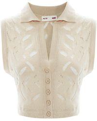 Pcfg - Neutrals Cropped Ripped Knit Top - Lyst