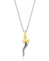 Unaloe - Two Tone Sterling Italian Horn Necklace With Plated Western Hat Detail - Lyst