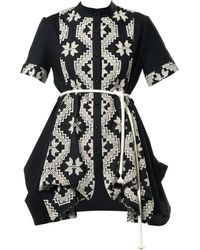 Metamorph - Draped Tunic Shirt With Embroidered Details And Rope Belt - Lyst