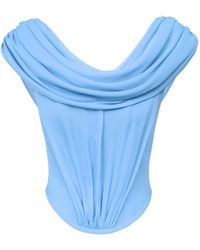 POST MERIDIEM - Draped Cowl-Neck Top With Front Panel Draping - Lyst