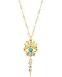 Spero London - Evil Eye Eyelash Drop Sterling Necklace - Lyst