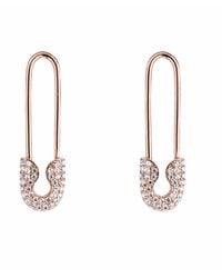 Spero London - Pave Safety Pin Earrings Jewelled Sterling - Lyst