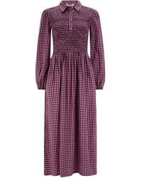 Sugarhill - Diana Shirred Midi Dress Rose Gingham - Lyst