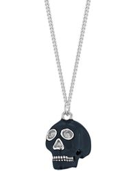 True Rocks - Mini Skull Pendant Black Enamel & Sterling Silver - Lyst