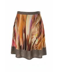 Conquista - A-Line Skirt With Abstract Brushstroke Print & Contrast Hem - Lyst