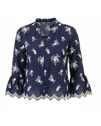 Yumi' - Broderie Shirt With Fluted Sleeves - Lyst