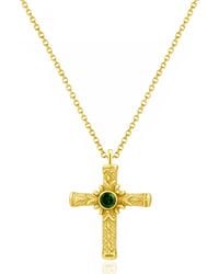 Unaloe - Vermeil Spiritual Cross Necklace Emerald– Elegant Jewelry For And - Lyst
