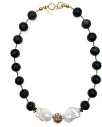 Farra - Gemstone With Baroque Pearl Statement Necklace - Lyst