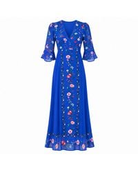 Rose & Nancy - Tory Botanical Floral Border Print Maxi Dress - Lyst