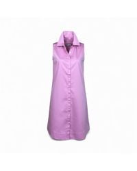 Perlavera - Crosby Rose Solid Cotton Satin Sleeveless Missy Fit Midi Dress - Lyst