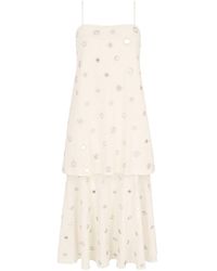 Polko - Neutrals Handmade Mirror Embellished Sleeveless Convertible Cotton Dress - Lyst