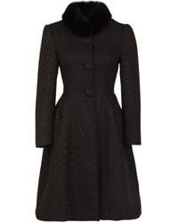 Santinni - Starlet Wool Tweed Dress Coat With Faux Fur - Lyst