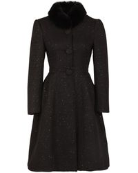 Santinni - Starlet Wool Tweed Dress Coat With Faux Fur In Nero - Lyst