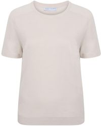 Paul James Knitwear - Neutrals Ultra Fine Cotton Cassie Saddle Shoulder Knitted T-Shirt - Lyst