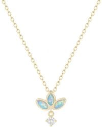 KAMARIA - Lotus Flower Drop Necklace With Opals - Lyst