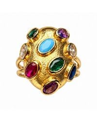 By Ozge - Multicolour Zircon Plated Chunky Statement Ring - Lyst
