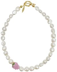 Farra - Irregular Shaped Freshwater Pearls With Raspberry Necklace - Lyst