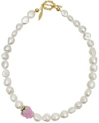 Farra - Irregular Shaped Freshwater Pearls With Pink Raspberry Necklace - Lyst