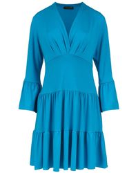 Conquista - Turquoise Jersey Tiered Dress - Lyst