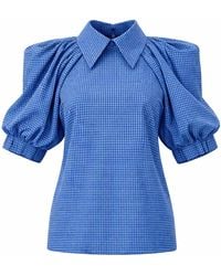 Julia Allert - Designer Plaid Puff Sleeve Blouse – - Lyst