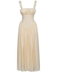Miss Circle New York - Neutrals Noreen Egg Satin Drop Waist Maxi Sundress - Lyst
