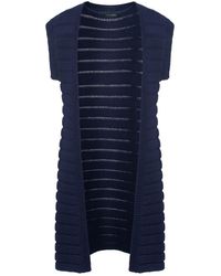 Conquista - Sleeveless Mid-length Jacquard Stripe Knit Open Cardigan - Lyst