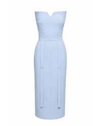 Khris K - Light Strapless Denim Midi Dress - Lyst