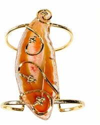 By Ozge - Sacred Ember Handcrafted Carnelian Agate Plated Statement Cuff Bracelet - Lyst