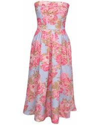 Girl In Mind - Danni Strapless Bandeau Midi Dress Floral - Lyst
