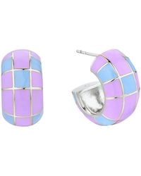 Bermuda Watch Company - Annie Apple Groove Chunky Lilac Enamel Hoop Earrings - Lyst
