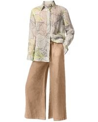 Haris Cotton - Neutrals Drawstring Waist Wide Leg Linen Pants Beach Sand - Lyst
