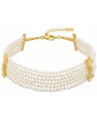 Angel Barocco - Beaded Multi-Strand Shell Pearl Choker Necklace - Lyst