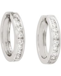 Artisan - 18K Channel Set Diamond Hoop Earrings - Lyst