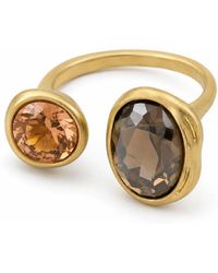 Angel Barocco - Smoky & Champagne Zirconia Open Ring - Lyst
