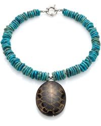 Jaredjamin - Solana Howlite & Carved Jade Pendant Collar Necklace - Lyst