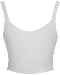 Miss Circle New York - Selene Wool-Blend Ribbed Knit V-Neck Top - Lyst