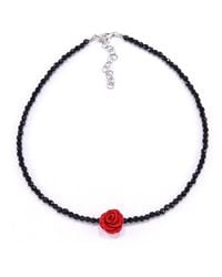 Mineralgems•Studio - Onyx Choker With Mini Rose - Lyst