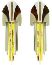 Gissa Bicalho - Neutrals Handmade Acrylic Earring Palm Deco Caramel Granite - Lyst